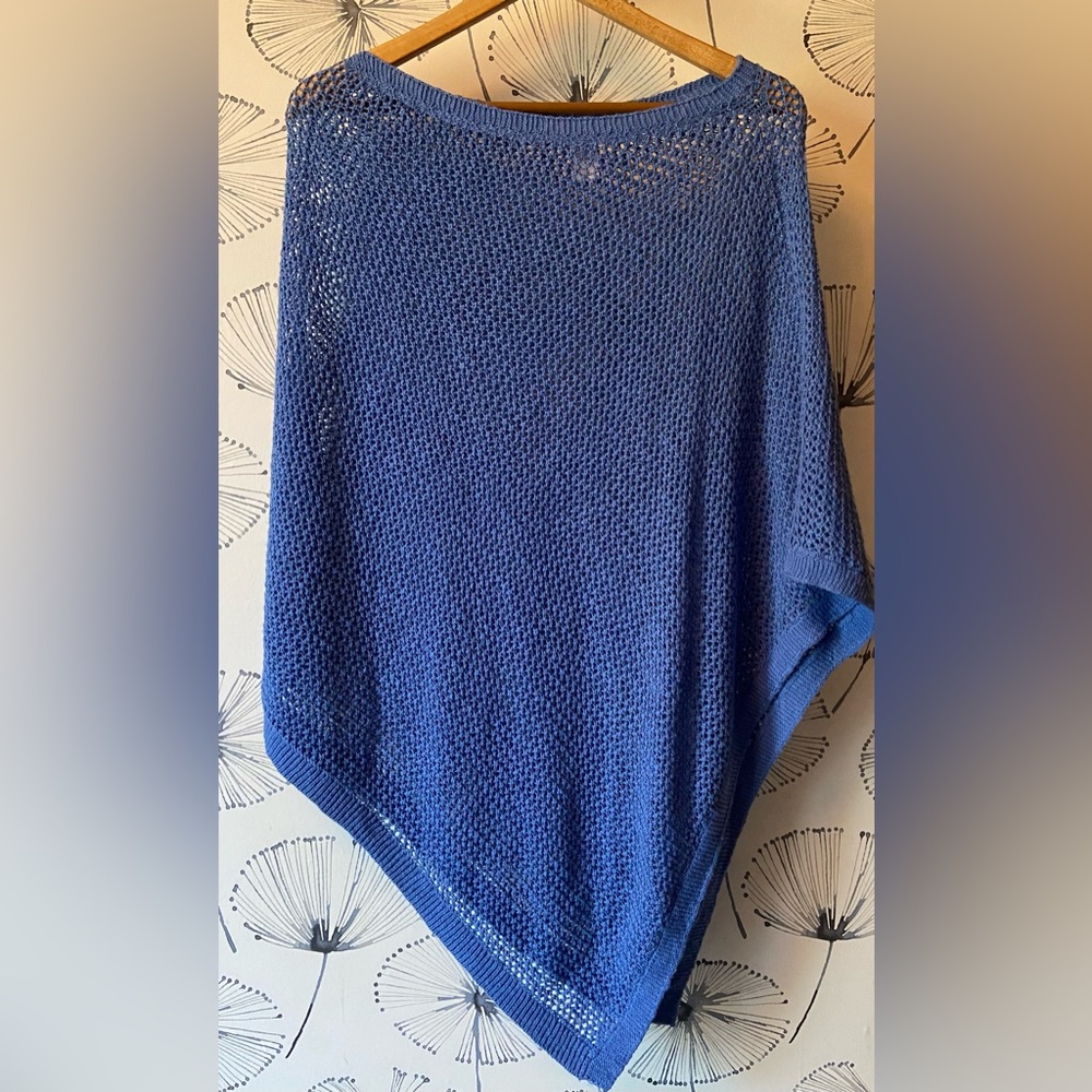 New J. Jill Blue Cotton Poncho One Size Fits Most